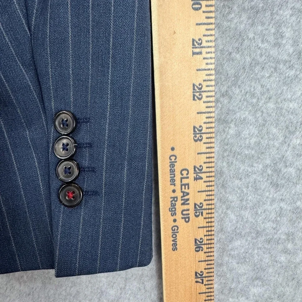 Brooks Brothers Red Fleece Suit‎ Jacket Mens 42L Blue Pinstripe Wool Tollegno